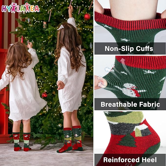 Hylaea Merino Wool Ski Socks Kids, Knee-high Warm Thermal Snowboard Skating Socks for Boys Girls Toddler