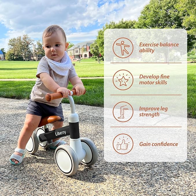 Liberry Baby Balance Bike with Adjustable Seat, Toddler First Ride-On Toy for 1-2 Year Old, Boys Birthday Gift