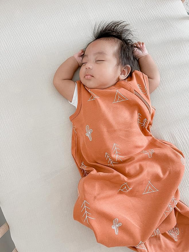 Ecolino Organic Cotton Baby Sleep Sack - 2-Way Zipper Baby Wearable Blanket - Newborn Sleeping Bag Sack - 0-6 Months - Desert