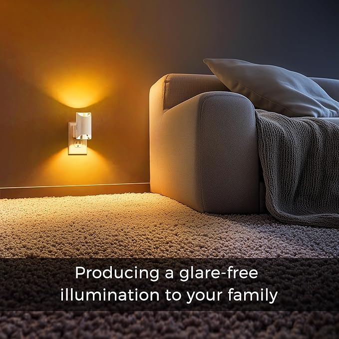 L LOHAS LED Night Lights, Amber Night Light, Dimmable, Sensor, Soft, Yellow, Sleep, Warm, 2 Pack