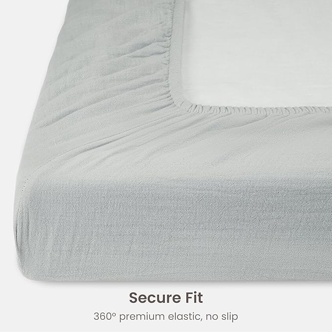 Bioweaves Organic Cotton Muslin Bassinet Sheet, GOTS Certified Extra Soft Fitted Sheet, Universal Fit for Oval Baby Bassinet Mattresses, 33" x 17", 4 Inch Pocket, Hint of Mint