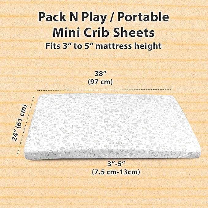 Bublo Baby 100% Organic Cotton 2 Pack and Play Sheets Fitted 38x24 – Soft Breathable Mini Crib Mattress Sheets for Baby, Portable Crib Sheets for Playpen or Travel Crib