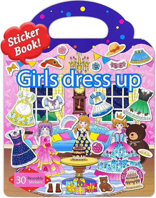 Benresive Reusable Sticker Books for Toddlers, Fun Travel Stickers for Kids, Toddler Sticker Book, Crafts Activities for Toddlers, 3 and Up Birthady Gifts - Dress Up