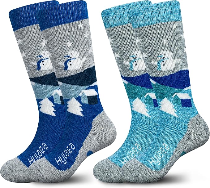 Hylaea Merino Wool Ski Socks Kids, Knee-high Warm Thermal Snowboard Skating Socks for Boys Girls Toddler