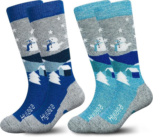 Hylaea Merino Wool Ski Socks Kids, Knee-high Warm Thermal Snowboard Skating Socks for Boys Girls Toddler
