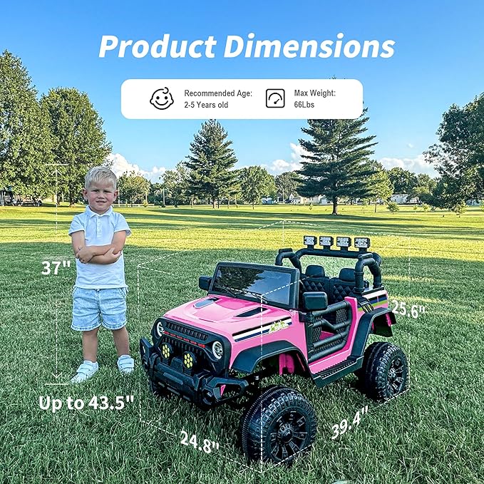 24V Kids Ride on Car, Kids Electric Vehicles Car Ride on Toy Truck for Toddlers 3-5 w/Remote Control, 400W Motor - Light Pink