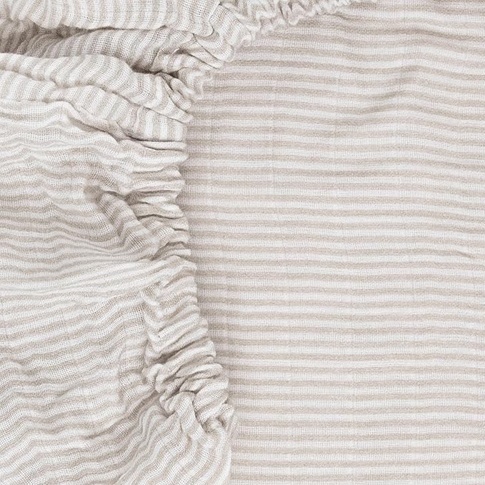 Little Unicorn 100% Natural Organic Cotton Muslin Crib Sheets | Breathable, Naturally Soft Fabric (Sand Stripe)