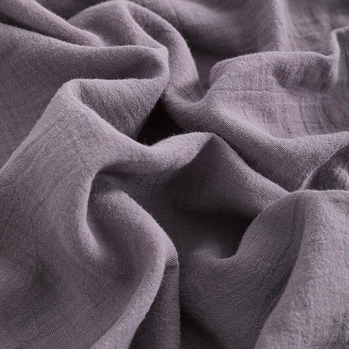 NTBAY 2 Pack Muslin Cotton Crib Sheets, Soft and Breathable Double Layer 28x52 Baby Crib Sheets for Standard Crib and Toddler Mattresses, Boys, Girls, Unisex, Greyish Purple, 28x52 Inches