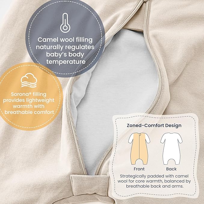 kaiya baby Unisex Toddler Sleep Sack with Feet 1.0 Tog Split Legs Sleep Sack 6-18 Months, Sleep Bag Walker, Gifts for Boys & Girls, Cream