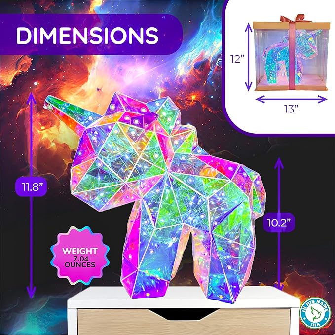 In His Name LED Unicorn Night Light for Girls & Kids - Colorful Magical Lamp for Girls Room - Premium Bedside Lamp & Cute Night Light for Toddlers - Unique Teen Display Gifts Spring Summer Decor