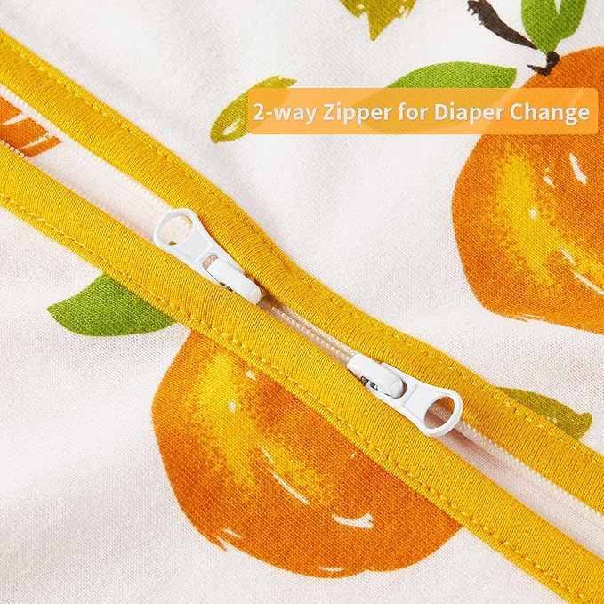 TILLYOU 2 Pack Baby Sleep Sack 18-24 Months 100% Cotton Wearable Blanket 0.5 TOG Sleeveless Summer Sleep Sacks with 2-Way Zipper, Orange Flavour & Orange