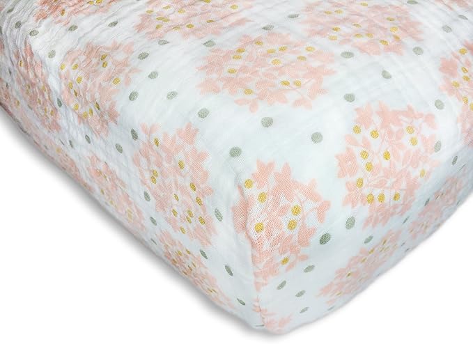 SwaddleDesigns Softest Cotton Muslin Fitted Crib Sheet, Toddler Sheet for Boys & Girls, Fits Standard Crib Mattress (28 x 52 inches), Pink Heavenly Floral