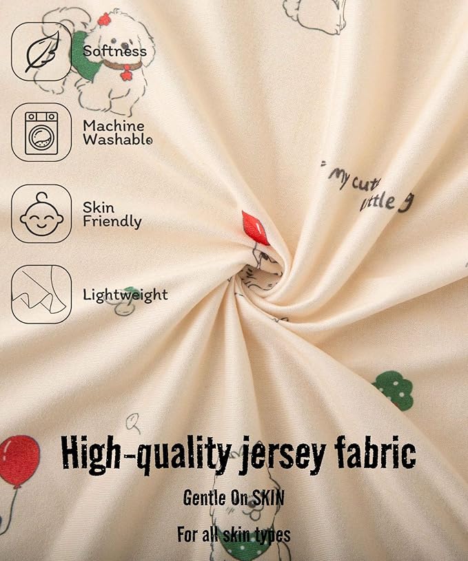 SDY Dog Jersey Crib Sheets, Cute Animal Crib Sheets for Standard CribMattress&Toddler Bed Mattress Cover,2 Packed, Size52 x28 x8, Super Soft Jersey Fitted Sheet for Baby Boys and Girls