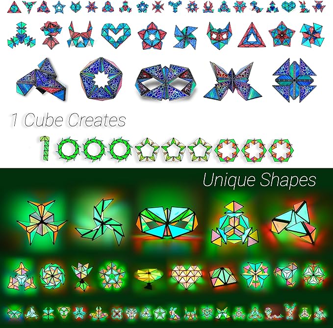 TOSY Magnet Pyramid Stone - 1 Cube Transforms into 1 Billion Shapes, 14 pcs (12 Puzzle pcs and 2 Spinners), 243 Magnets, Christmas Stocking Stuffers Gift for Kids, Creative Puzzle STEM Toy, 2-Pack