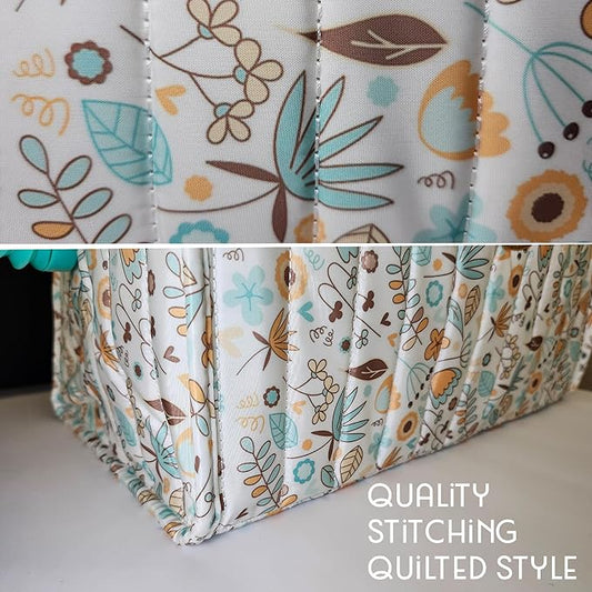 Floral Diaper Caddy Organizer, Caddy For Baby Stuff, Quilted Washable Car Storage for Newborn Toddler, Portable Nursery Storage Organizer for Changing, Waterproof Fabric Shower Basket, Floral Bag
