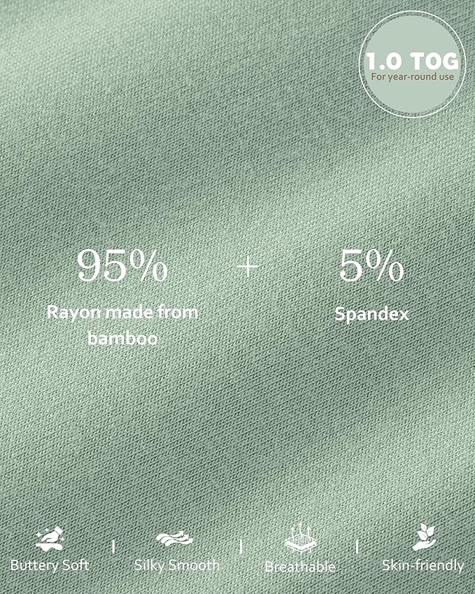 Rayon Made from Bamboo Baby Sleep Sack 6-12 Months, 1.0 Tog Baby Wearable Blanket, Soft Sleeping Bag for Newborn Infant Babies with 2-Way Zipper 2 Pack (Medium) Green Dinosaur