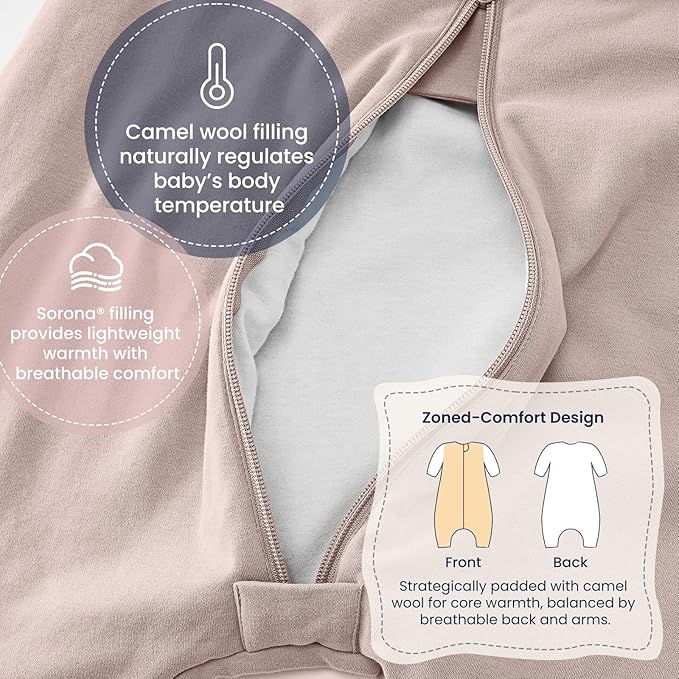 kaiya baby Unisex Toddler Sleep Sack with Feet 1.0 Tog Split Legs Sleep Sack 6-18 Months, Sleep Bag Walker, Gifts for Boys & Girls, Dusty pink
