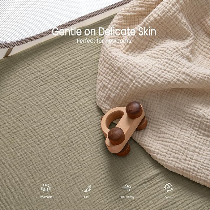 lulumoon Muslin Bassinet Sheets for Baby: Soft & Skin-Friendly Cotton Sheets for Boys and Girls - Fitted for MiClassic & Milliard Bassinet and Large Bedside Sleepers
