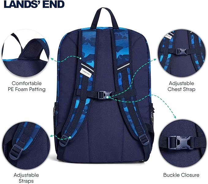 Lands' End Unisex Kids Medium ClassMate Lightweight Durable Elementary School Backpack, Limoges
