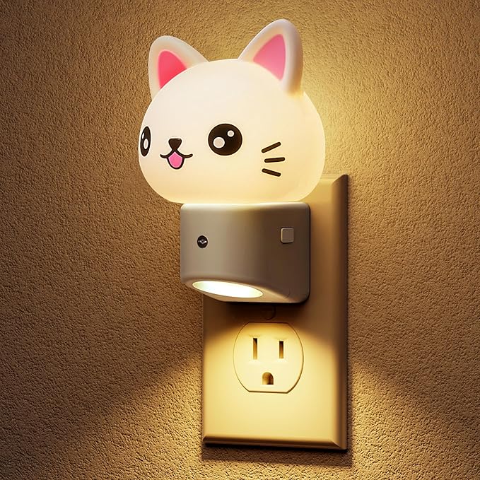 L LOHAS LED Night Light for Kids, 3D Cat Night Light Plug in, Dusk to Dawn Nursery Night Lights, RGB+Soft White 3000K, 3 Lighting Modes, Room Decor, Children