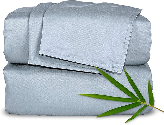Pure Bamboo Short Queen Sheets for RV Camper (60"x75") - Genuine 100% Organic Viscose Derived from Bamboo Bed Sheet Set, Soft & Cooling, 2 Year Quality Promise (Short Queen, Sterling Blue)