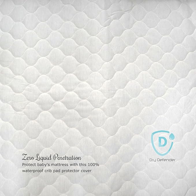 Organic, Cotton Quilted Pack 'n Play Size Fitted Mattress Pad Cover, Natural