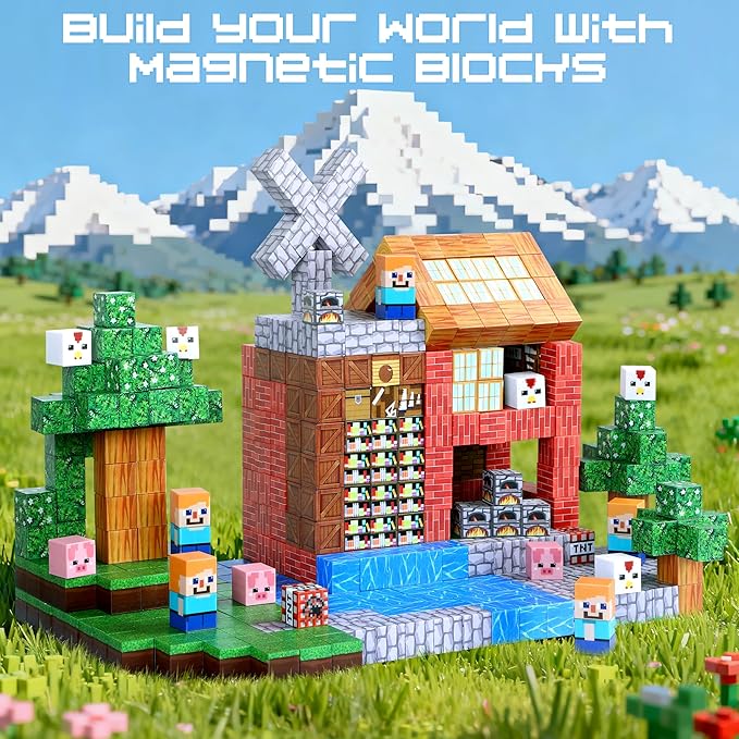 Magnetic Blocks Safe Creative Building Set Magnetic Cubes Compatible with Major Brands, STEM Montessori Toys for Toddlers - Birthday for Kids Ages 3+, 100pcs