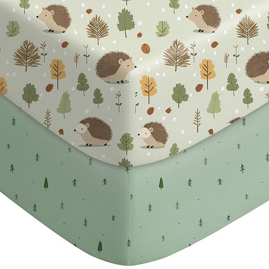 Baby Crib Sheets for Boys Girls Neutral, 2 Pack Crib Mattress Sheet for Standard Crib and Toddler Mattress, Super Soft Breathable Fitted Crib Sheet, 52" x 28"