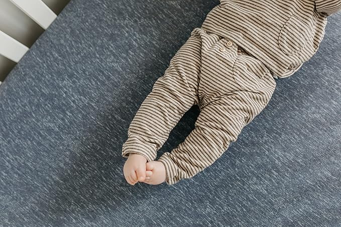 Copper Pearl Premium Knit Baby Crib Sheets for Boys and Girls Breathable and Soft, Fitted Crib Sheets for Standard Baby Mattresses, Denim