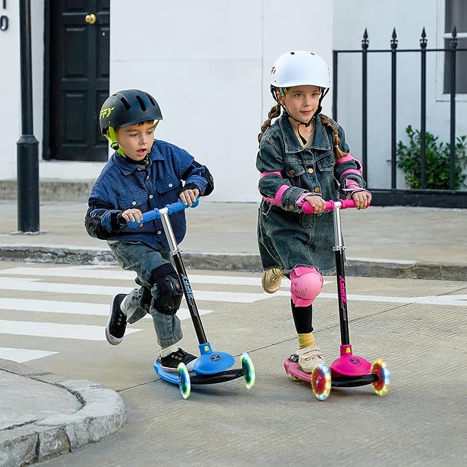 ZIFFY Multicolor 3 Wheel Scooter for Kids 3-5, Toddler Kick Scooters with LED Light-Up Wheels for Boys and Girls, 5 Adjustable Height and Lean-to-Steer Design, Support up to 110 lbs by JOVA