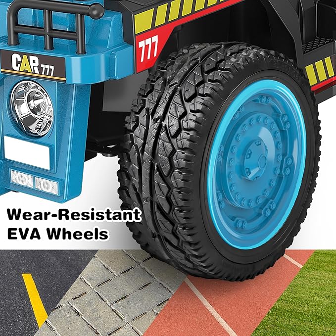 ANPABO 24V Ride On Dump Truck, 2X75W Powerful Motors, Up to 4.4Mph, EVA Tires, Construction Vehicle w/Electric Dump Bed and Extra Shovel, 19" Spacious 2 Seater, Kids Car w/Parent Remote -Blue