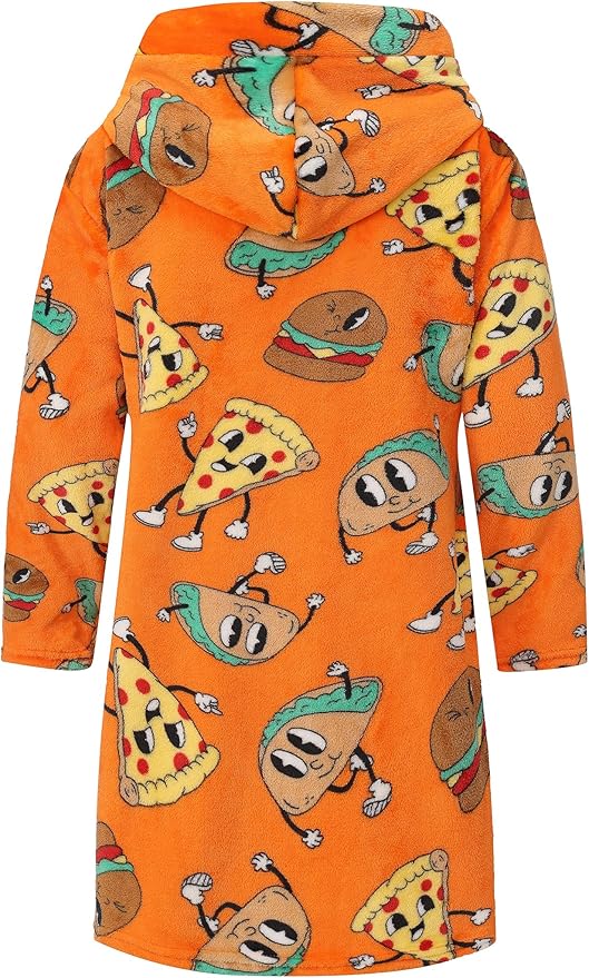 Kid Fleece Hooded Robes Girls Bathrobes Boys Soft Plush Sleepwear Toddler Fuzzy Pajamas