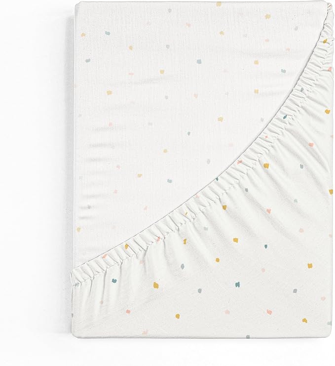 Makemake Organics GOTS Certified Organic Cotton Fitted Crib Sheet Soft Breathable (28"x52", Dotty)