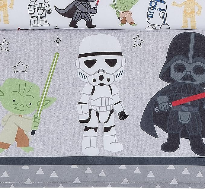 Lambs & Ivy Star Wars Classic 3-Piece Baby Crib Bedding Set - Yoda/Darth Vader