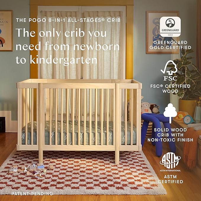 Babyletto Pogo 8-in-1 All-Stages® Convertible Crib - Conversion Kits for Bassinet, Midi Baby & Full-Size Crib to Toddler Bed, Daybed, and Baby Bed - GREENGUARD Gold Certified - Portable & Adjustable