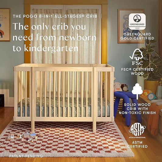 Babyletto Pogo 8-in-1 All-Stages® Convertible Crib - Conversion Kits for Bassinet, Midi Baby & Full-Size Crib to Toddler Bed, Daybed, and Baby Bed - GREENGUARD Gold Certified - Portable & Adjustable