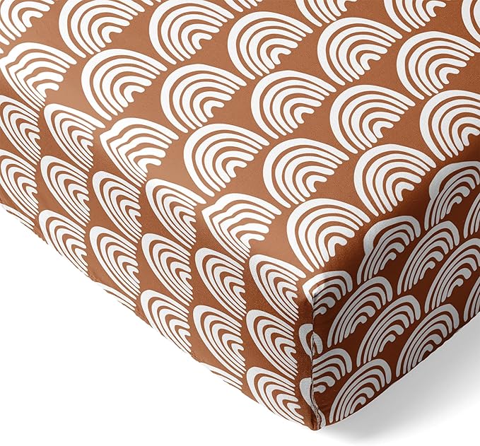Little Sleepies Baby Crib Sheets, Buttery Soft Viscose from Bamboo Crib Sheets for Boys & Girls, Toddler Bed Sheet, Standard Crib Mattress Sheet, Super Stretchy & Elasticized (Rust Rainbows)
