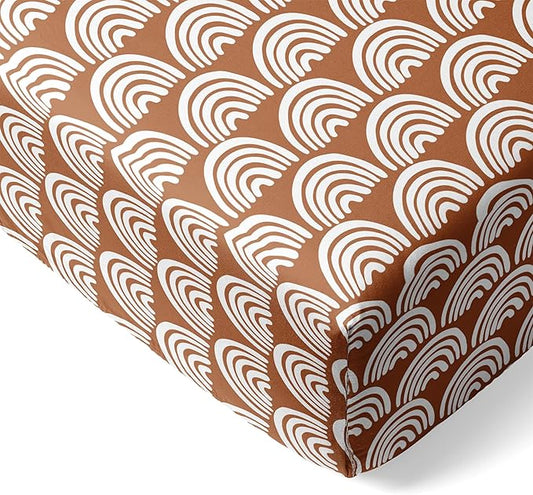 Little Sleepies Baby Crib Sheets, Buttery Soft Viscose from Bamboo Crib Sheets for Boys & Girls, Toddler Bed Sheet, Standard Crib Mattress Sheet, Super Stretchy & Elasticized (Rust Rainbows)