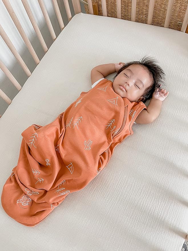 Ecolino Organic Cotton Baby Sleep Sack - 2-Way Zipper Baby Wearable Blanket - Newborn Sleeping Bag Sack - 0-6 Months - Desert