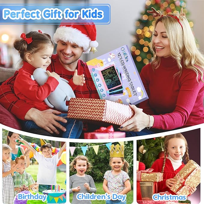 Hockvill LCD Writing Tablet 12 Inch, Toys for Boys Girls Drawing Pad for 3 4 5 6 7 Year Old Kids Toys, Toddler Erasable Doodle Board Travel Essentials, Children’s Day Christmas Gift for Kids - Blue
