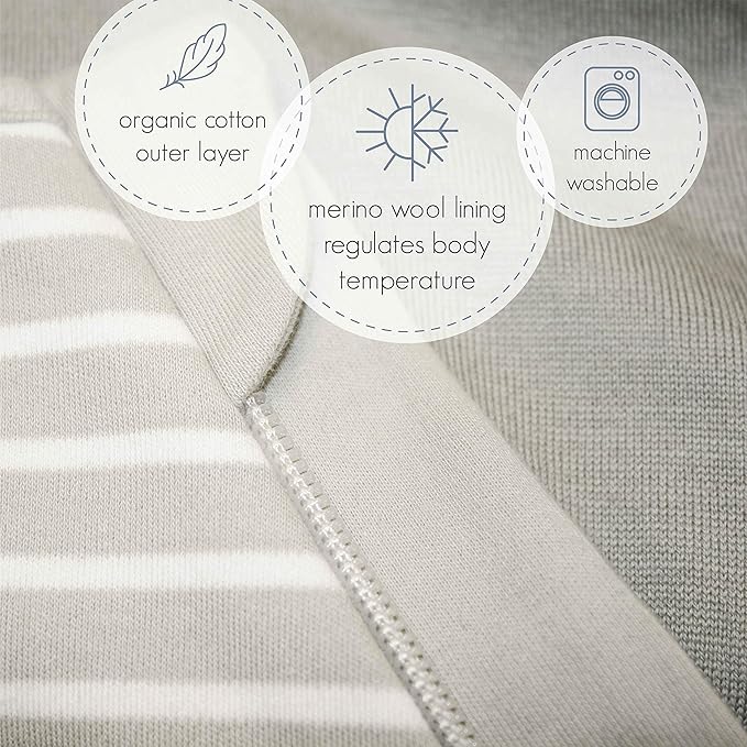 Woolino Merino Wool and Organic Cotton Baby Sleeping Bag - 4 Season Classic Sleep Sack - Two-Way Zipper Sleep Bag for Baby and Toddler - 18-36 Months - Butterfly