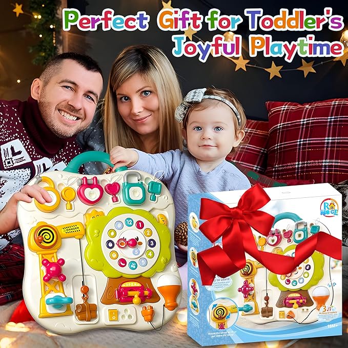 Montessori Busy Board Sensory Toys for Toddlers 1-3, Activity Music & LED Light Up Montessori Toys for 2+ Year Old, Travel Toys for 2 Year Old Boys & Girls, 2025