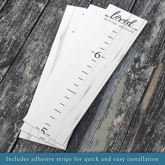 Farmhouse Style Wooden Kids Growth Chart Ruler for Boys and Girls (Weathered White - WHT)