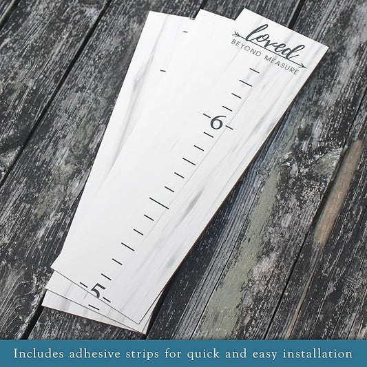 Farmhouse Style Wooden Kids Growth Chart Ruler for Boys and Girls (Weathered White - WHT)