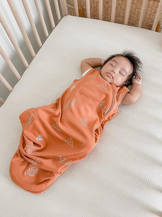 Ecolino Organic Cotton Baby Sleep Sack - 2-Way Zipper Baby Wearable Blanket - Newborn Sleeping Bag Sack - 0-6 Months - Desert