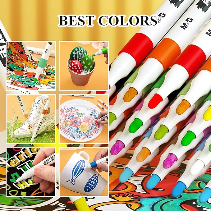 M&G 24 colors Acrylic Paint Pens Markers Stocking Stuffers, Paint Pens for Art Crafts Supplies, Stocking Stuffers, Christmas Gifts for artists