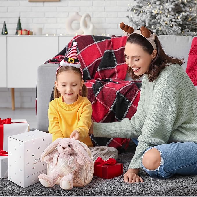 Moonkie Hug & Go™ Bunny Toddler Backpack – Soft Plush Bag with Detachable Toy for Girls Aged 2–4 | Perfect for Daycare | Travel & Birthday Gifts