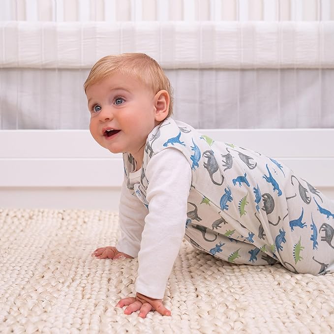 HALO SleepSack, 100% Cotton Wearable Blanket, Swaddle Transition Sleeping Bag, TOG 0.5, Watercolor Dinos, Large, 12-18 Months