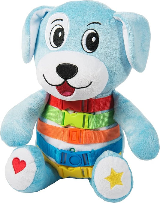 Buckle Toys Barkley Dog - Plush Animal Learning Toy - Develop Fine Motor Skills - Counting and Color Recognition Stuffed Animal - Perfect Travel Toddlers Essentials