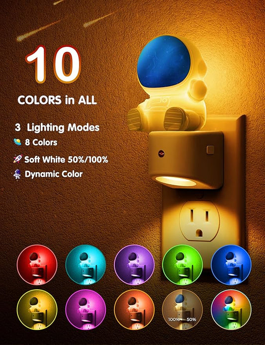 L LOHAS LED Night Light for Kids, 3D Space Night Light Plug in, Dusk to Dawn Nursery Night Lights, RGB+Soft White 3000K, 3 Lighting Modes, Room Decor, Children